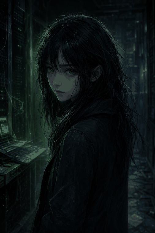黑发绿瞳少女 人物形象